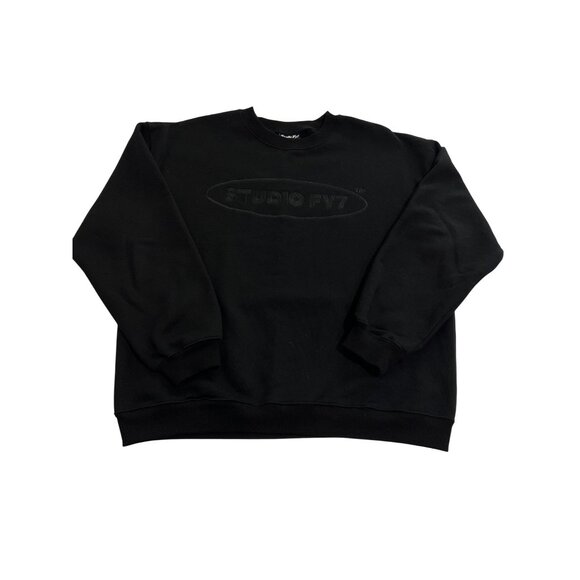 Studio FY7 Embroidered Logo Crewneck Sweatshirt in Black